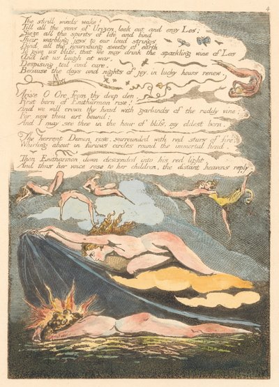 Europe. A Prophecy, Plate 6, The shrill winds wake... (Bentley 7) by William Blake